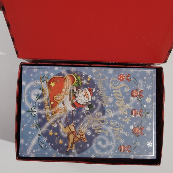 Set of 3 Nested Christmas Gift Boxes Holiday Décor 6.5", 6", 5.5" Santa Designs - Picture 3 of 5